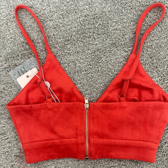 Oh Polly NEW All Eyelets On You Suede Contrast Mini Skirt and Top in Red - Picture 3 of 9